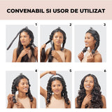 Ondulator din Satin Elindor®, Bucle fara Caldura, Protectie pentru Par, Confortabil, Negru