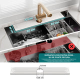 Covoras Multifunctional Absorbant Elindor®, Tava din Diatomit Antiderapant, pentru Protectie Baterie Chiuveta, Protectie Blat Bucatarie, Baie, Covoras Uscare Cani, Burete Vase, Sticla Detergent, Sapun, Usor de Curatat si Reutilizabil, 60 × 10 cm, Gri Desc