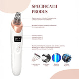 Aparat Extractie Puncte Negre Elindor®  3 Moduri de Putere, 5 Capete Speciale, Aspirator Profesional pentru Pori, Alb