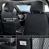 Set Complet de 3  Huse Scaune Auto Elindor®, Piele Nappa, Protectie Bancheta si Scaun, Montaj Rapid, Husa Impermeabila, Acoperire Spatar si Sezut, Acceosirii Masina Interior, Universale Compatibile cu VW, Dacia, Renault, BMW, Ford, Skoda, Hyundai, Gri