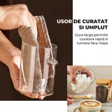 Set 2 Recipiente din Sticla Elindor®, Borcane cu Capac din Bambus pentru Zahar, Cafea, Condimente, Faina, Nuci, Sare, Dulciuri, 450 ml, Dimensiuni  12.5x8.5cm, Transparent