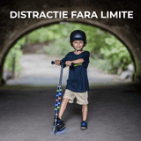 Trotinetă cu Lumini LED Elindor® pentru Copii, Pliabilă și Reglabilă, Neagră