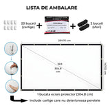 Ecran Proiector Elindor® Portabil, 120 Inch, Panza Proiectie 4K, Pliabil, Montaj Rapid Interior si Exterior, pe Perete, Ideal pentru Videoproiector, Cinema Acasa, Prezentari si Evenimente, Negru