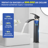 Baterie Chiuveta Vas Elindor®, Robinet Cascada, Design Modern, Alama Solida, Negru