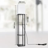 Lampa de Podea Elindor® cu 3 Rafturi din MDF, 3 Tipuri de Lumina, Bec Neinclus, Design Elegant, Negru