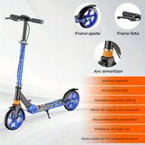 Trotinetă Pliabilă cu Amortizor Elindor®, Frână Spate și Platformă Antiderapantă, Albastră