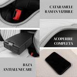 Husa Scaun Auto Premium Elindor® Universala, pentru Protectie Sezut Scaune, Ofera Protectie Pentru Bancheta Fata, Antialunecare, Piele PU, Material Respirabil, Buzunar Depozitare, Accesorii Masina Huse Interior 57x42 cm, Gri