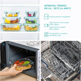 Set de 8 Caserole Elindor® din Sticla, Recipiente Ingrediente pentru Bucatarie, pentru Alimente Uscate, Recipient pentru Depozitare Cafea, Zahar, Paste, Cereale, Capac Etans, Potrivit pentru Congelator, Transparent