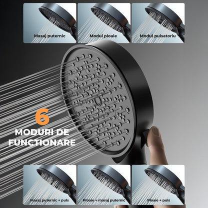 Cap de Dus cu Filtru Elindor®, Sistem Filtrare Apa Potabila, Protectie Anticalcar, Jeturi Personalizabile, Instalare Universala, Ideal Pentru Igiena Zilnica, Compatibil Piele Sensibila si Par Fragil, Negru