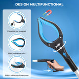 Cleste de Gunoi Elindor® Pliabil pentru Colectare Deseuri, Gheara Rotativa la 360°, Maner Ergnom, Practic, Versatil, Ideal pentru Uz Zilnic, Recuperare Medicala sau Activitati in Aer Liber, 83 cm, Negru / Albastru