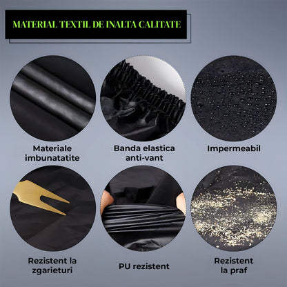 Prelata Auto Neagra 3 Straturi Elindor®, Impermeabila, Toate Anotimpurile, Husa de Protectie Completa, Antigrindina, Ploaie, Anti Soare, Accesorii Masina Exterior, SUV M, 450×183×143 cm