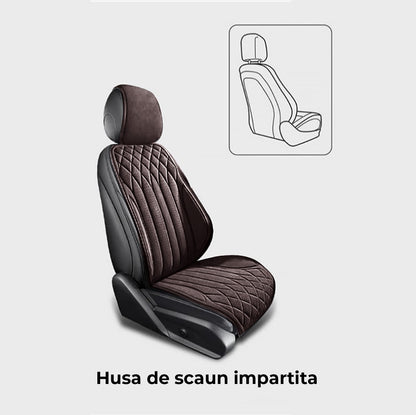 Husă Auto Elindor®, Suede Moale, Universală, Confort Premium, Maro