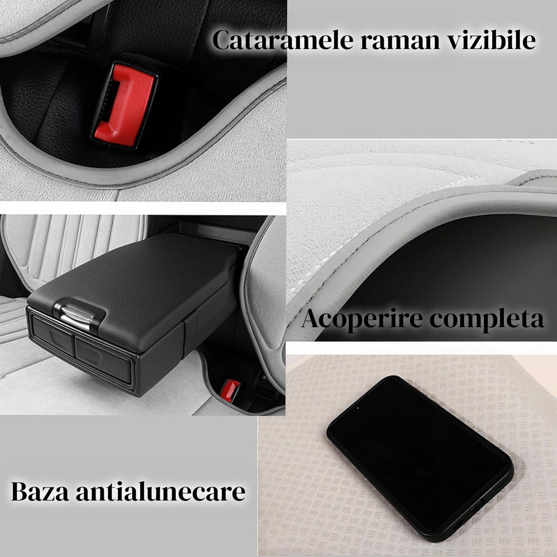 Husa Scaun Auto Premium Elindor® Universala, pentru Protectie Sezut Scaune, Ofera Protectie Pentru Bancheta Fata, Antialunecare, Piele PU, Material Respirabil, Buzunar Depozitare, Accesorii Masina Huse Interior 57x42 cm, Negru