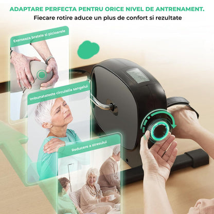 Mini Bicicleta de Exercitii Elindor®, Portabilă pentru Brațe și Picioare, Negru