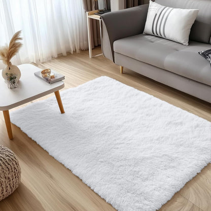 Covor Elindor® Antiderapant, Lavabil, Modern, Ideal pentru Living, Dormitor, Birou, Camera Copiilor, Covor cu Tesatura Lunga si Moale, Curatare Usoara, 120 x 160 cm, Ivory