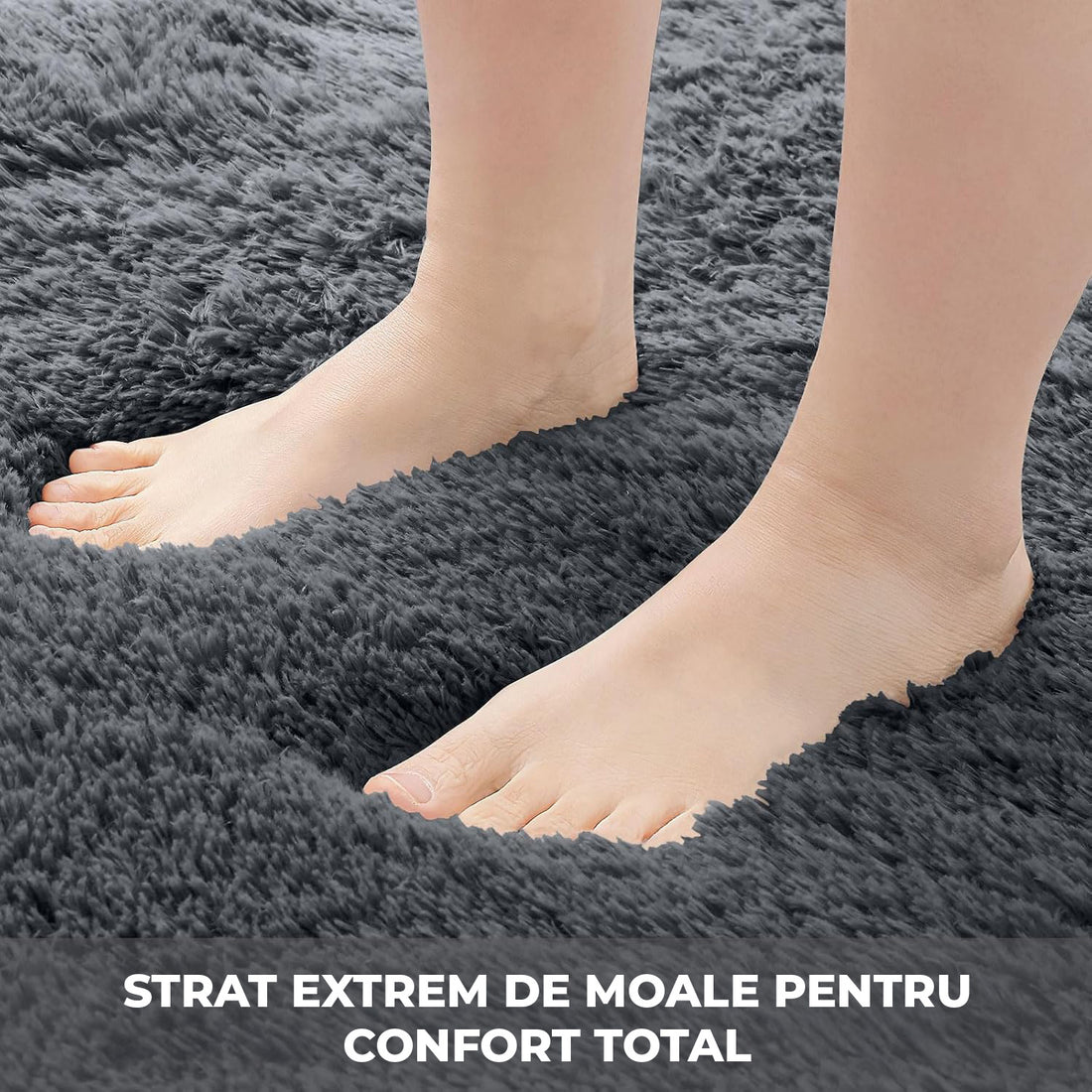 Covor Elindor® Antiderapant, Lavabil, Modern, Ideal pentru Living, Dormitor, Birou, Camera Copiilor, Covor cu Tesatura Lunga si Moale, Curatare Usoara, 120 x 160 cm, Gri