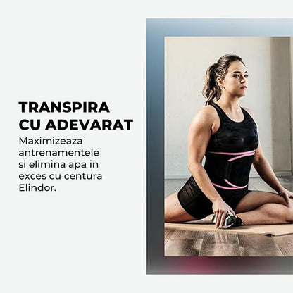 Centura Slabit Elindor® Tip Sweet Sweat, Centura Abdominala Fitness Unisex, Reglabila, Transpiratie Intensa, Echipament Termic Sport, 5 Marimi Disponibile, Antrenament Acasa sau Sala, Suport Lombar, Negru