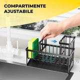 Suport pentru Chiuveta Elindor® Organizator Multifunctional, Compartimente pentru Burete Detergent Perii si Scurgere Eficienta, Negru