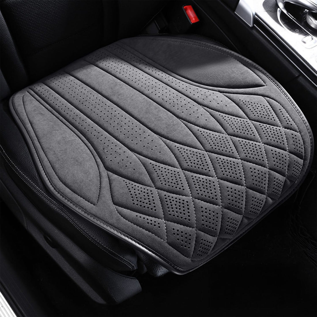 Husă Auto Elindor®, Suede Moale, Universală, Confort Premium, Pernă Tetiere Inclusă, Gri Închis