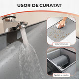 Covoras Hranire Silicon Elindor® pentru Caini si Pisici, Suport Antialunecare si Impermeabil pentru Boluri Hrana si Apa, Margine Inaltata 0.6 cm, Usor de Curatat, Rezistent, 60x40 cm, Potrivit pentru Calatorii si Utilizare Zilnica, Gri