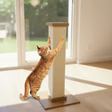 Ansamblu de Joaca Elindor® pentru Pisici, Post pentru Zgariat din Sisal, Stalp pentru Ascutit Gheare, Baza din Lemn, Accesorii Animale de Companie, Montare Usoare, 40.6 x 40.6 x 81.3 cm, Bej
