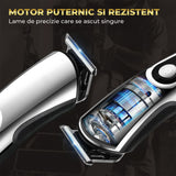 Aparat De Tuns 3 in 1 Elindor® Pentru Ingrijire Personala, Barba, Par, Nas/Urechi, Display LED, Lame Precise, Autonomie 2.5h, Argintiu