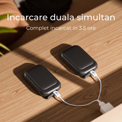 Set 2 Încălzitoare de Mâini Magnetice Reîncărcabile Elindor®, 5000mAh, 3 Trepte de Căldură, Rezistente la Apă