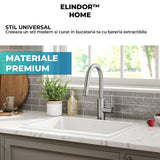 Baterie Bucatarie cu Dus Extractibil Elindor®, Jet Ajustabil, Design Modern, Argintiu