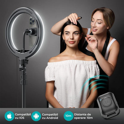 Lampa Ring Light Elindor®,10 Inch, RGB, Negru