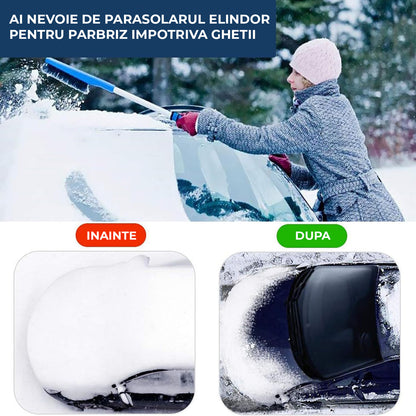 Parasolar Auto Elindor® pentru Parbriz, Magnetic cu 3 Magneti, Material cu 4 Straturi, Universal, Folie pentru Protectie Soare, Anti-inghet, Pliabil, Usor de Depozitat, Accesorii Masina Exterior, 147 x 120 cm, Argintiu