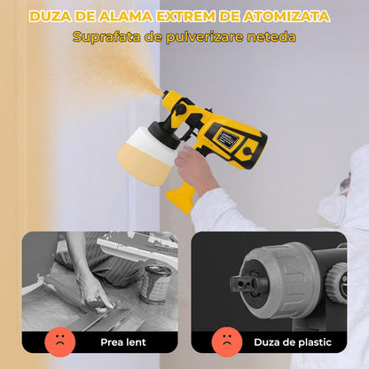 Pulverizator Vopsea Elindor®, Electric, 800W, Rezervor 900ml, 3 Duze, Galben