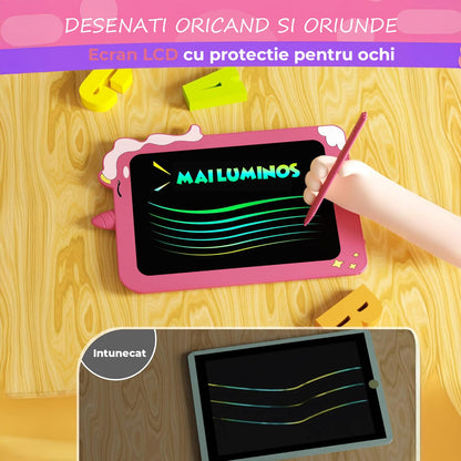 Tabletă LCD pentru Copii Elindor®, 8.5 Inch, pentru Desenat și Scris, Roz