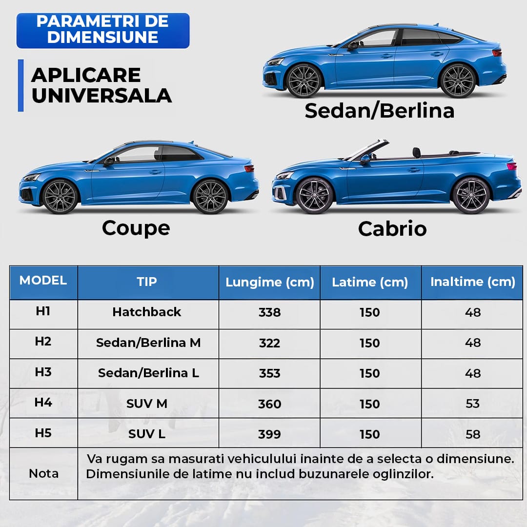 Prelata Auto Impermeabila Elindor®, Captuseala Moale, Berlina L, Accesorii Masina, Negru