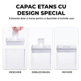 Set 7 Recipiente Etanse Elindor® pentru Alimente Uscate, Capace AirTight, Transparent