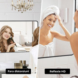 Oglinda Dreptunghiulara Elindor®, Margini Rotunjite, Reflexie HD, Sticla Premium, 75x55 cm, Negru