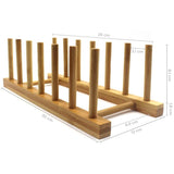 Suport si Scurgator de Vase Elindor® din Bambus pentru Dulap sau Blat, Uscator de Farfurii si Capace, Organizator Vertical pentru Farfurii, Tavi si Oale, Suport de Vase Compact pentru Bucatarie, 30x12x10 cm, Lemn Natural