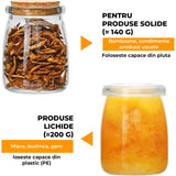 Set 20 Borcane Mici Elindor® din Sticla cu Capac Pluta, 200 ml, Borcane Iaurt, Desert, Miere, Marturii Botez, cu Etichete Personalizabile, Perfecte pentru Cadouri Creative si Evenimente Speciale, Transparent