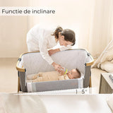 Pătuț Pliabil pentru Bebeluși Elindor®, 3 în 1, Leagăn, 6 Trepte de Înălțime Reglabile