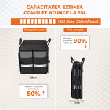 Organizator Negru Portbagaj Auto Elindor®, Cutie Pliabila, Geanta Depozitare, Compartimentare Practica, Accesorii Interior Masina, Plasa Elastica, Suport Bagaje, Organizare Rapida