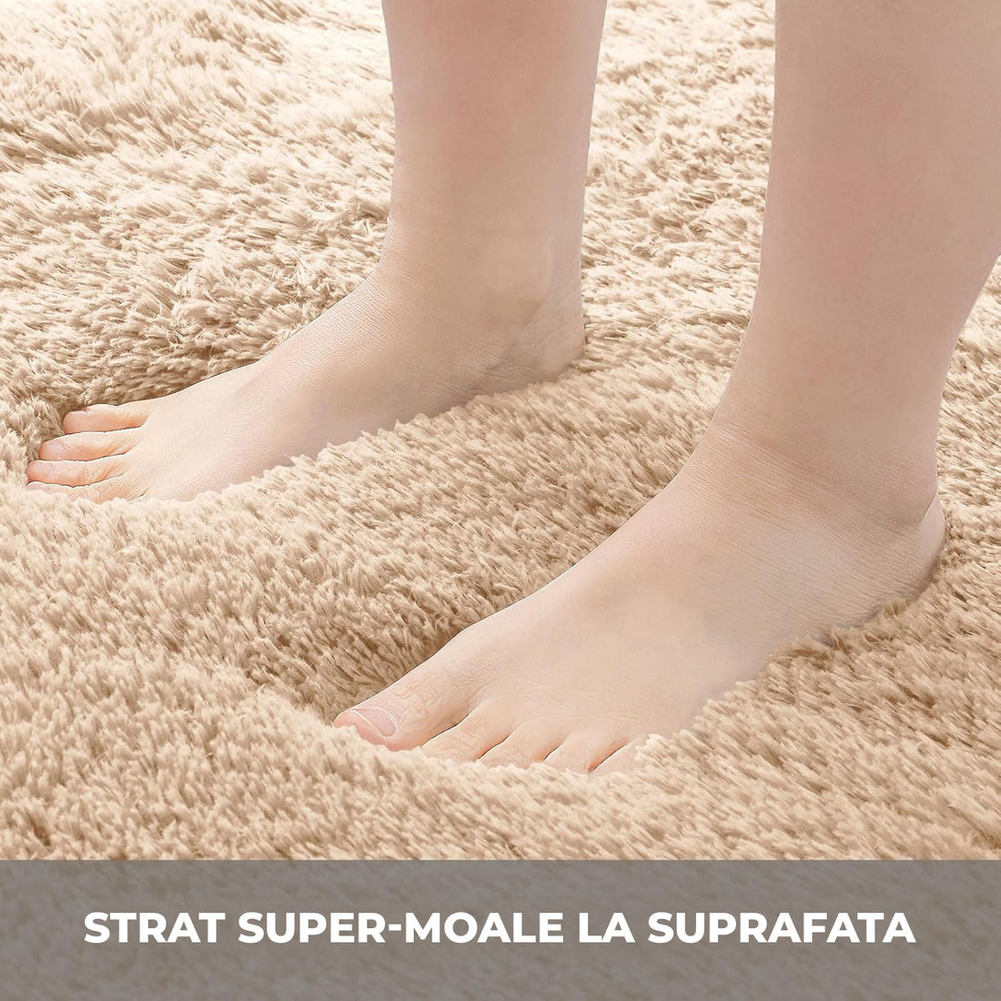 Covor Elindor® Antiderapant, Lavabil, Modern, Ideal pentru Living, Dormitor, Birou, Camera Copiilor, Covor cu Tesatura Lunga si Moale, Curatare Usoara, 120 x 160 cm, Bej