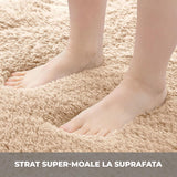 Covor Elindor® Antiderapant, Lavabil, Modern, Ideal pentru Living, Dormitor, Birou, Camera Copiilor, Covor cu Tesatura Lunga si Moale, Curatare Usoara, 120 x 160 cm, Bej