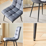 Set 2 Scaune Elindor® Ergonomice, Design Contemporan, Scaun cu Spatar Inaltime 41 cm, fara Manere, din Catifea cu Picioare Metalice Negre, Potrivite pentru Living, Bucatarie, Birou, Dormitor, 54 x 45 x 83 cm, Gri