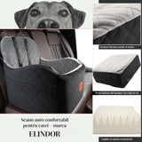 Scaun Auto Elindor® pentru Transport Animale, Caini si Pisici, Talie Mica si Medie, Protectie Scaun Sezut / Spatar, Ofera Protectie Pentru Bancheta Spate Masina Taxi/Ride Sharing, Impermeabila, Antialunecare, 48.3 x 48.3 48.3 cm, Negru