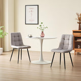 Set 2 Scaune Elindor® Ergonomice, Design Contemporan, Scaun cu Spatar Inaltime 41 cm, fara Manere, din Catifea cu Picioare Metalice Negre, Potrivite pentru Living, Bucatarie, Birou, Dormitor, 54 x 45 x 83 cm, Gri Deschis