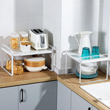 Raft Elindor® din Inox, Extensibil pentru Bucatarie, Organizator Metalic Reglabil, Ideal ca Etajera Depozitare in Camara sau Birou, Perfect pentru Condimente, Vesela, Farfurii, Stabil si Compact, Polita pentru Obiecte Diverse, 36-60x26x28 cm, Alb