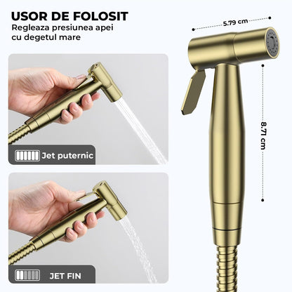 Set de Duș Igienic Elindor®, pentru Toaletă, Jet Reglabil, Auriu