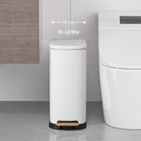 Cos de Gunoi pentru Baie cu Pedala Elindor® Metalic 13 L, Incorporabil, Functie Soft-Close, Capac Anti-Miros, Interior din Plastic, Pubela Slim pentru Bucatarie, Birou, Camera, Colectare Hartie Igienica si Deseuri, Design Compact si Modern, 34x17x39 cm, A