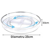 Organizator Rotativ 360° Elindor®, Acrilic 23 cm, 1 Nivel, Pentru Condimente, Cafea, Ceai, Borcane, Sticle, Produse Cosmetice, Accesorii Baie, Mirodenii, Dulapuri, Sertare, Bucatarie, Baie, Birou, Suprafata Antiaderenta, Transparent