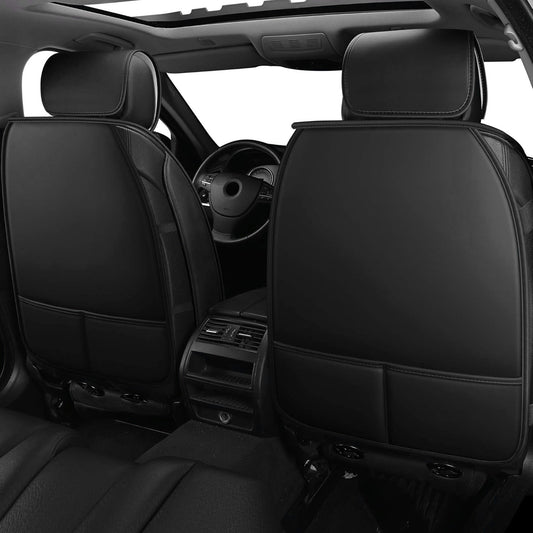 Set 2 Huse Scaune Auto Elindor®, Piele Ecologica, Impermeabile, Universale, Protectie Scaune Fata, Compatibile cu Masini Sedan, SUV si Camionete, Montaj Usor, Accesorii Interior Auto, Negru