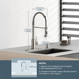 Baterie Bucatarie Elindor®, Robinet Profesional cu Pipa Flexibila, Cap de Dus cu 2 Functii, Jet Reglabil, Montaj Simplu, Rezistenta La Coroziune, Otel Inoxidabil, Chrom